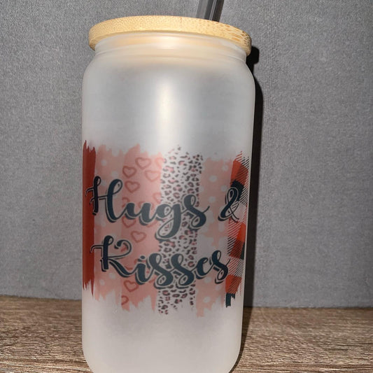 Hugs & Kisses Frosted Glass Cup