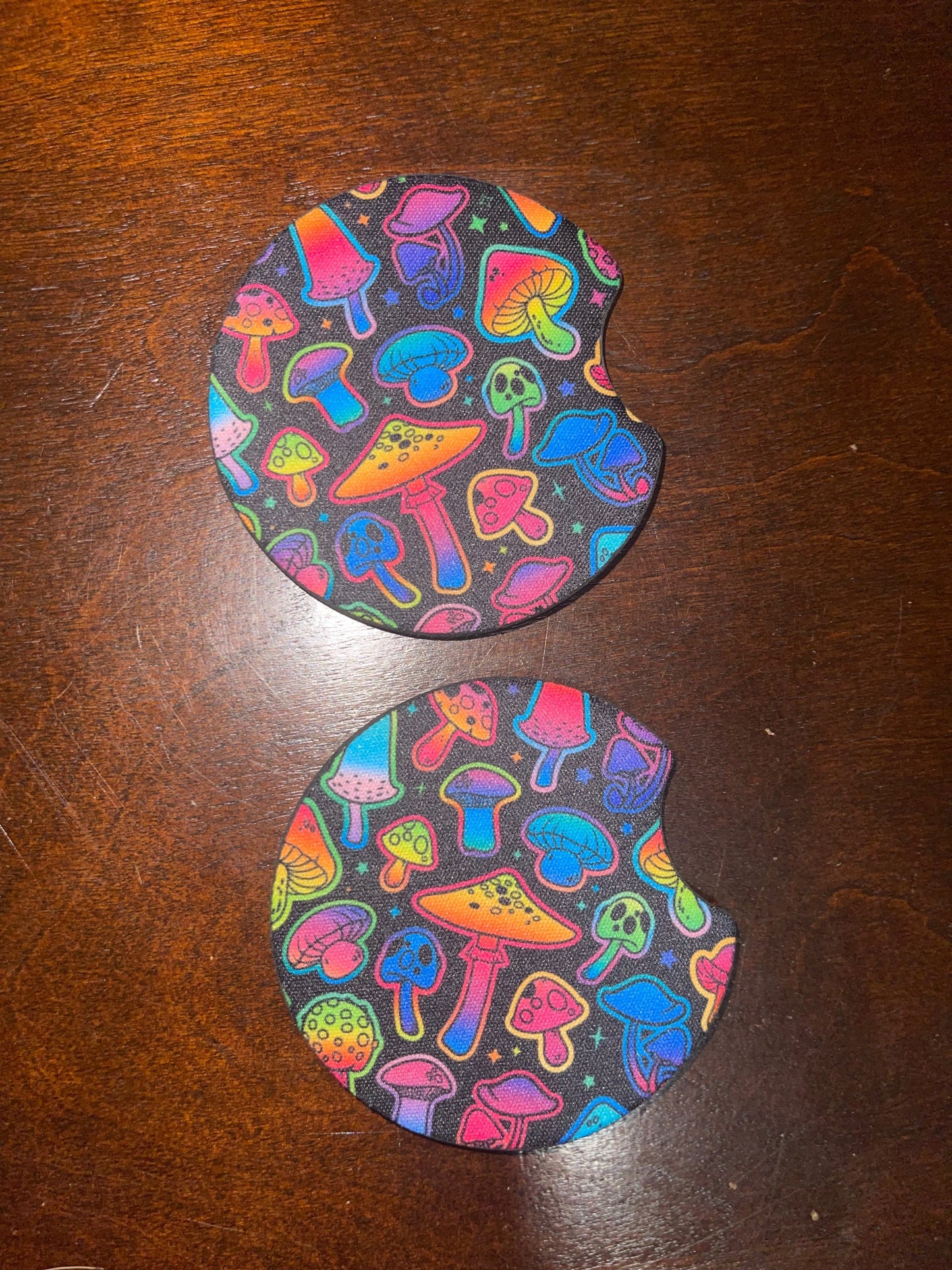 Rainbow Mushroom Car Coasters