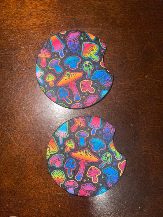 Rainbow Mushroom Car Coasters